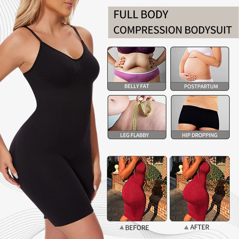 New Bodysuit Shapewear Women Tank Top Tummy Control Full Body Shaper Anti Chafing Shorts Slimming Waist Trainer Butt Lifter