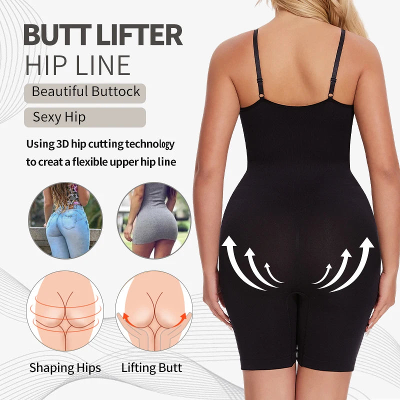 New Bodysuit Shapewear Women Tank Top Tummy Control Full Body Shaper Anti Chafing Shorts Slimming Waist Trainer Butt Lifter
